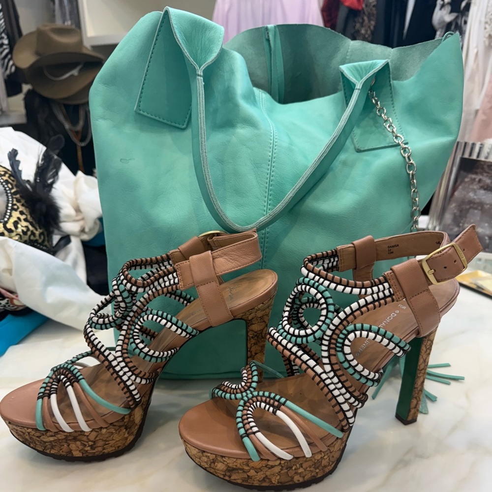 Stylish Beaded Sandals with Cork Heel